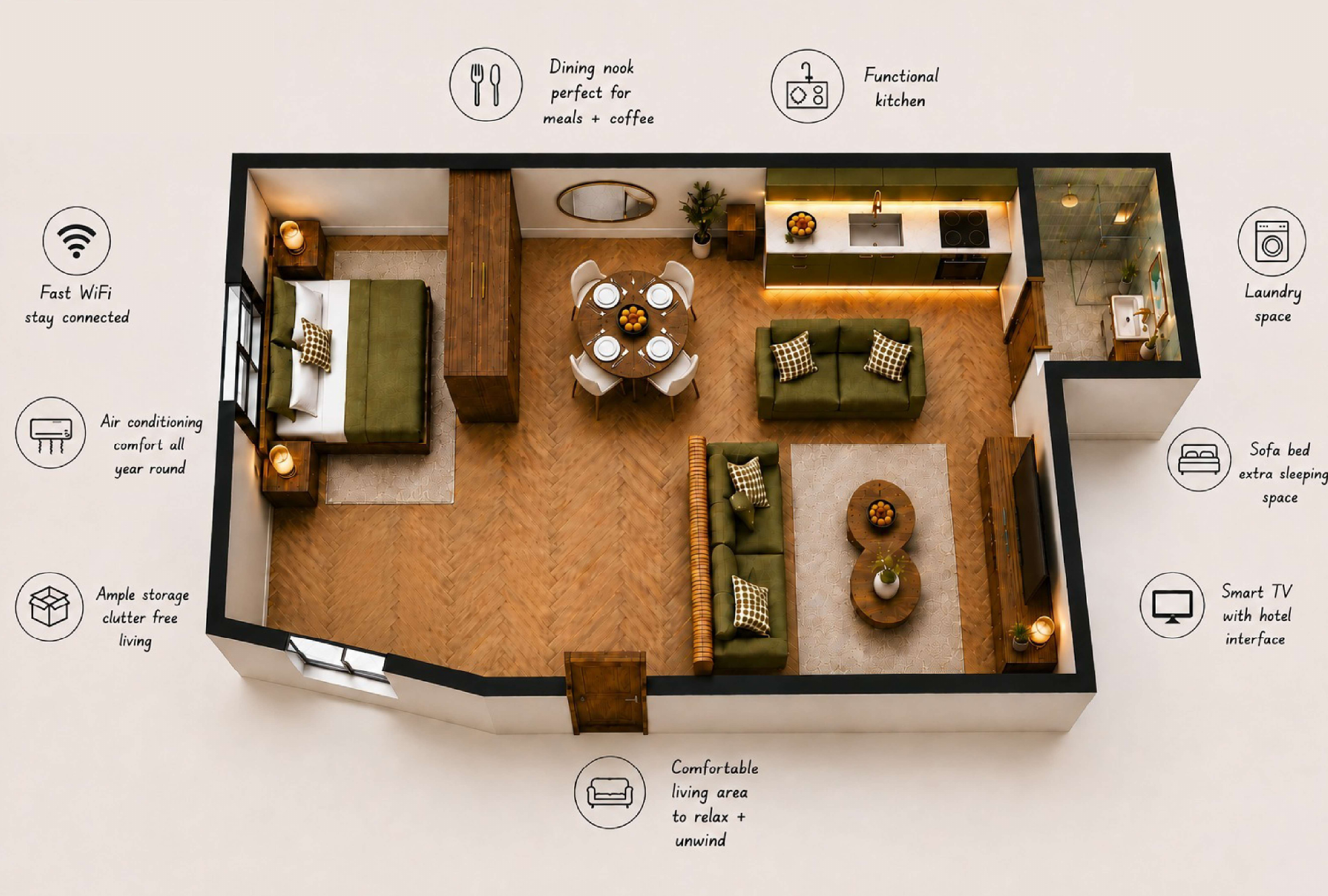 Annotated floorplan of an indicative suite
